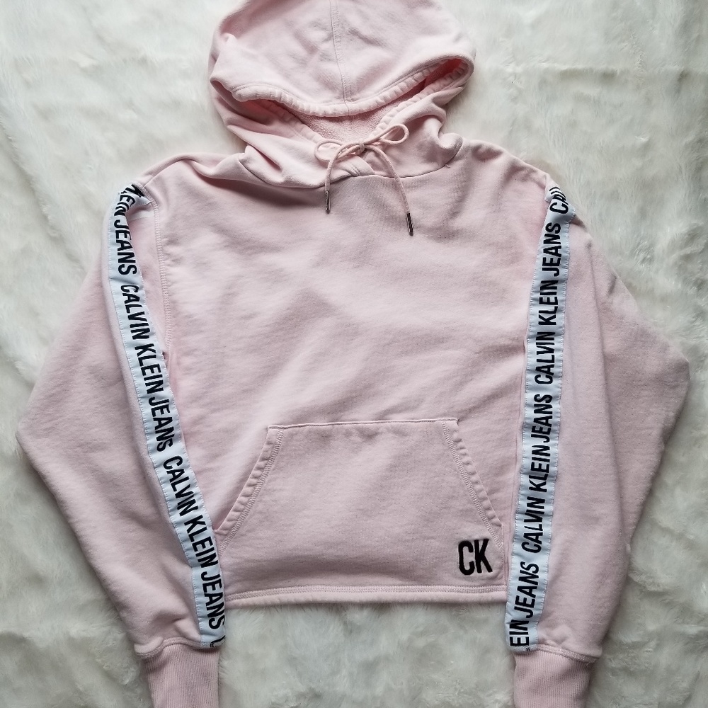 Calvin Klein Jeans Pink Crop Hoodie